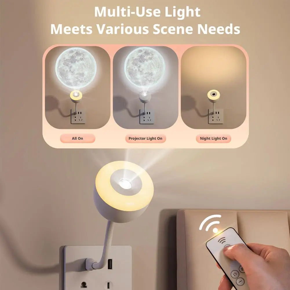 Smart Voice Control Starry Sky Moon Projector Night Light Romantic LED Bedside Lamp with Remote Timer for Bedroom Decor Quake