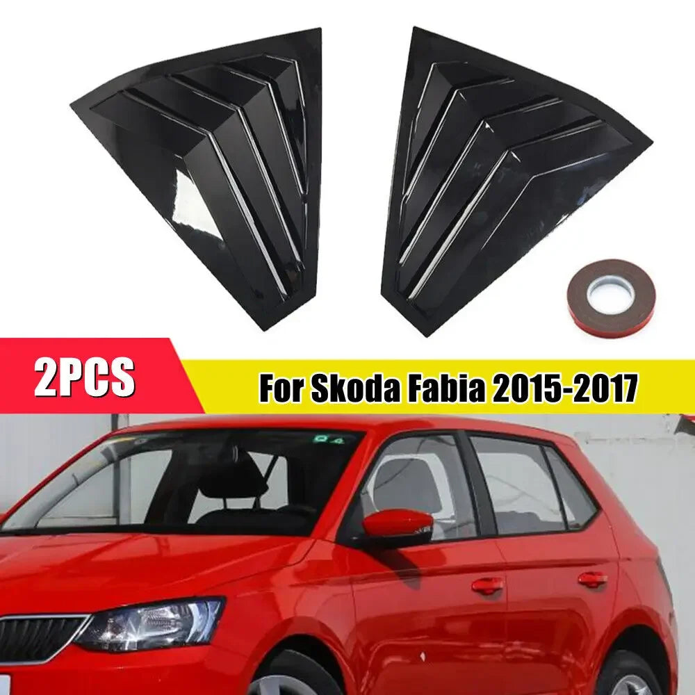 For Skoda Fabia 2015-2020 Car Rear Louver Window Side Shutter Cover Trim Sticker Vent Scoop ABS Carbon Fiber Black Accessories Quake