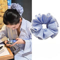 Blue Plaid Hair Scrunchies Korean Fashion Sweet Girls Ruffles Plaid Large Hair Ties Ropes Women Sweet Versatile Rubber Bands New Quake 1pc