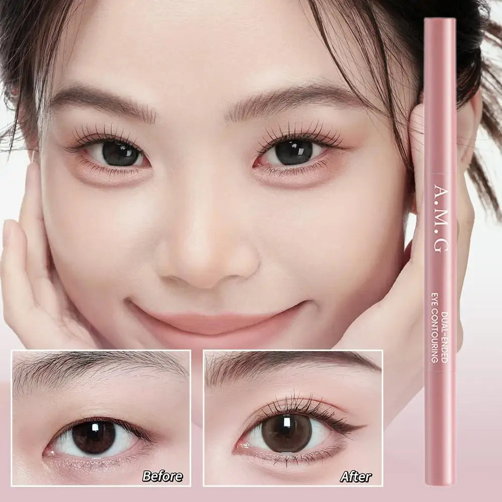 Double-headed Silkworm Eyeliner Pen Creamy Smooth Blendable Lying Silkworm Pencil, Under Eye Highlight Contouring Pen With Brush Quake