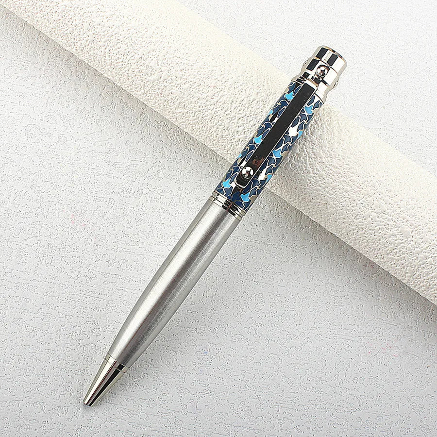 Luxury Business Blue Big Size Metal Rollerball Pen / Ballpoint Pen Silver Clip Blue Ink for Writing Office Writing Gift Pen Quake 3013-3