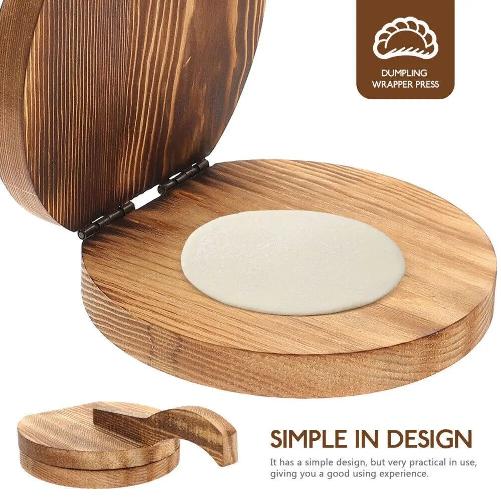 DIY Wooden Dumpling Wrapper Presser Pastry Tool Kitchen Baking Accessories Dough Presser Round Shape Chapati Presser Household Quake