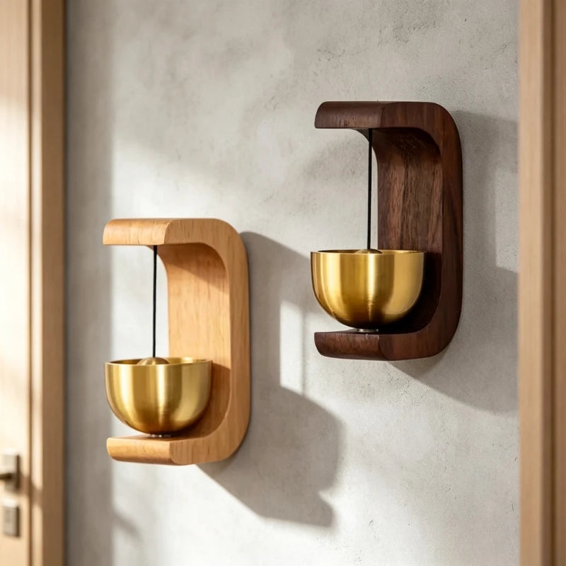 Magnetic Doorbell Chime Beech and Walnut Wood Brass Wind Chime Entry Door Decorative Metal Bell Gift Home Wall Ornament Quake