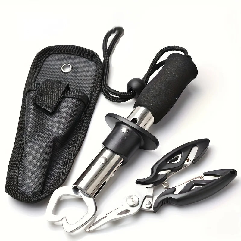 1 Set Stainless Steel Fish Gripper Grip(16.76 cm)+Pliers(10.92 cm) Fishing Tackle Controller Fish Plier Fishing Tools Quake Heise1Set