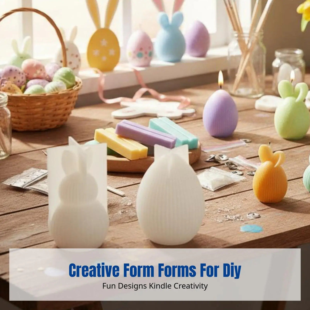 Silicone Candle Mold for DIY Plaster with Bunny Oval Striped Patterns for Creative Home Decor Craft Quake StripedDoubleBall