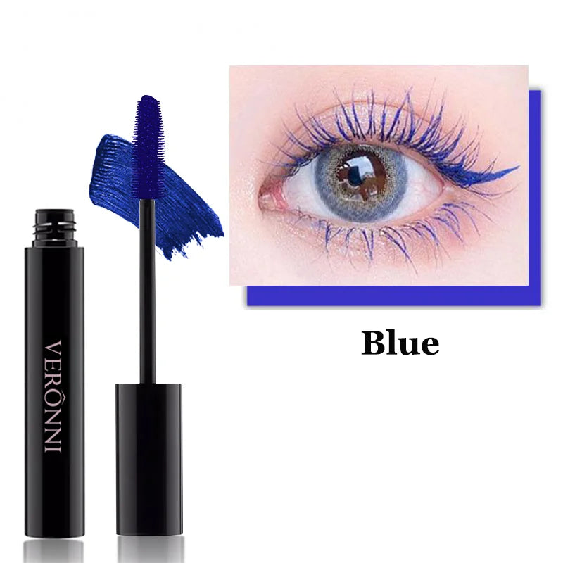 Color Mascara Eyelashes Lengthening Mascara 4D Silk Fiber Waterproof Curling Mascara Black Eyelashes Extension Make Up Cosmetics Quake Blue 03