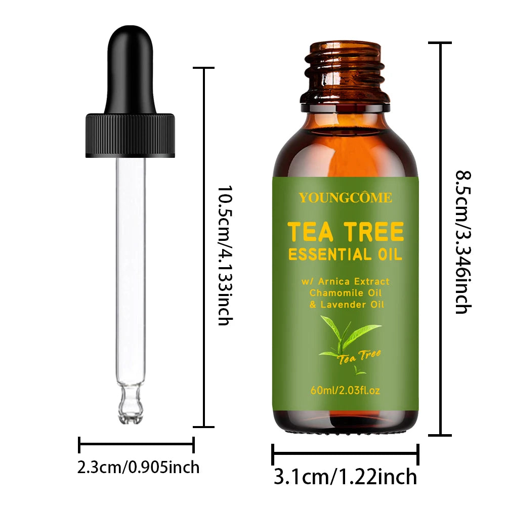 Tea Tree Essential Oil for Skin Care Hair Dry Scalp Nails Aromatherapy And Diffuser Quake 60g