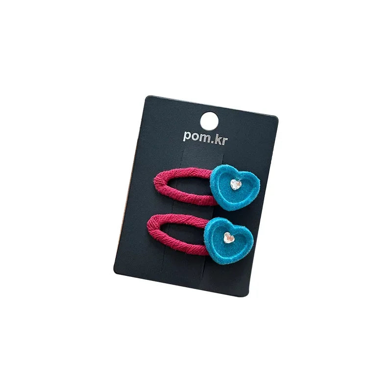 Candy Color Velvet Love Heart Hair Clip Korean Sweet Cute Bangs Hairpin Princess Head Small Side Clip Hair Styling Accessories Quake