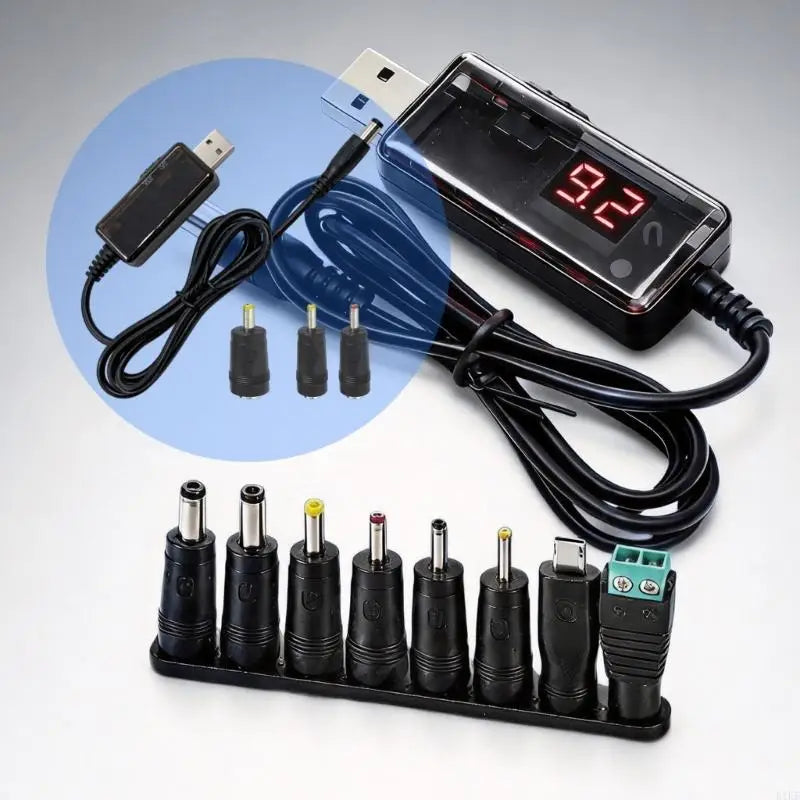 Adjustable DC5V to USB9V 12V Converter Cable for Small Electronics, LED Lights, Daily Backup, Desk, Travel, and Home K1KF Quake