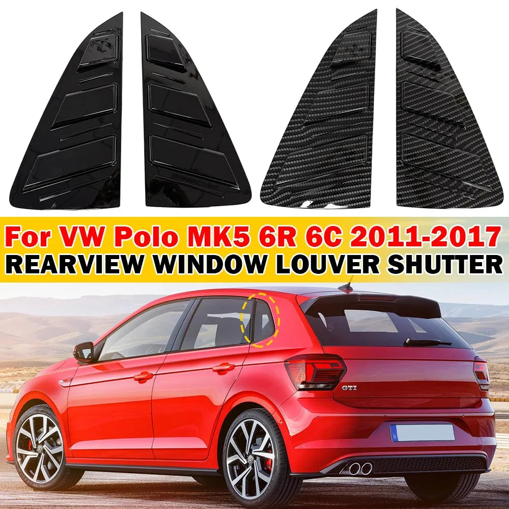 For Volkswagen VW Polo MK5 6R 6C 2011-2017 Car Rear Louver Window Side Shutter Cover Trim Sticker Vent Scoop ABS Carbon Fiber Quake
