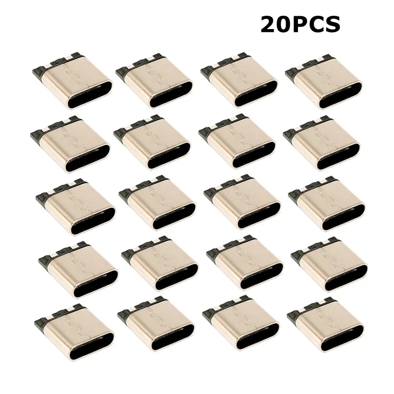 5/20Pcs Type-C 3.1 USB Jack 2Pin Welding Wire Female Connector Straight For Mobile Phone Charging Port Charging Socket Interface Quake 20PCS