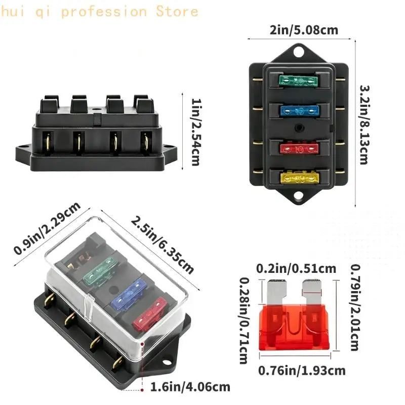 Vehicle Blade Terminal Box with Dust Cover, Mountable Slot Layout, ABS Housing Suitable for 12V 24V Circuit Service H8WE Quake