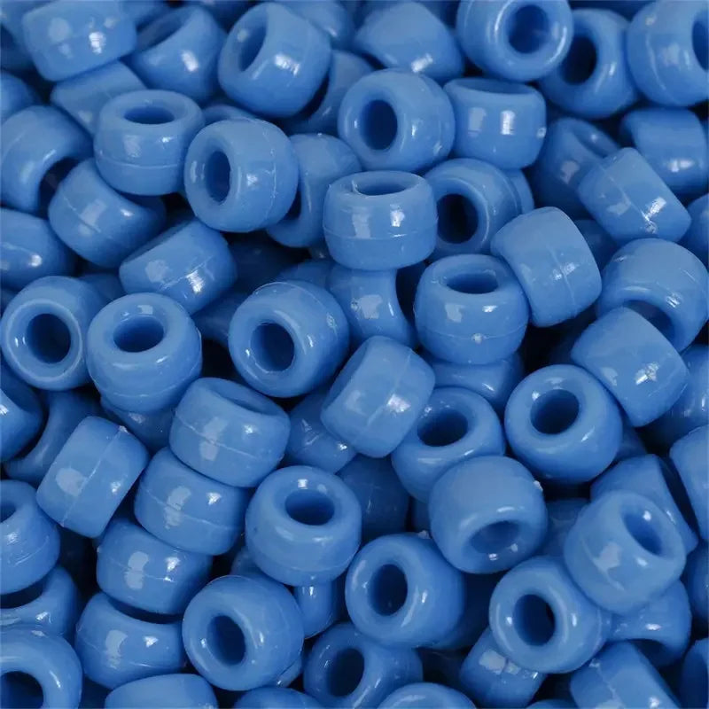 100pcs Colorful Hair Braiding Beads Acrylic Big Hole Beads Pony Hair Beads Jewelry Making Bracelet Necklace Styling Accessories Quake 9