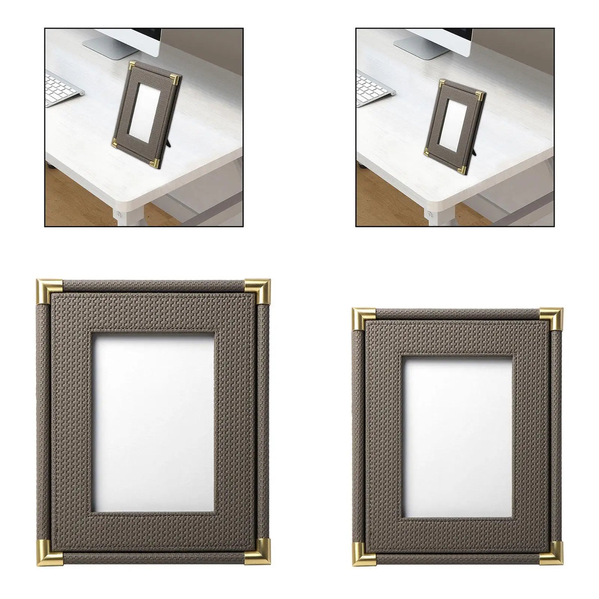 PU Leather Picture Frame Picture Frame Home Decor Modern Woven Leather Picture Quake