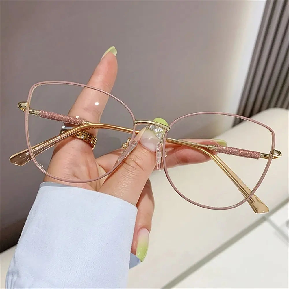Fashion Vintage Cat Eye Computer Goggles Women Anti Blue Light Glasses Metal Frame Optical Glasses Trendy Office Eyeglasses Quake