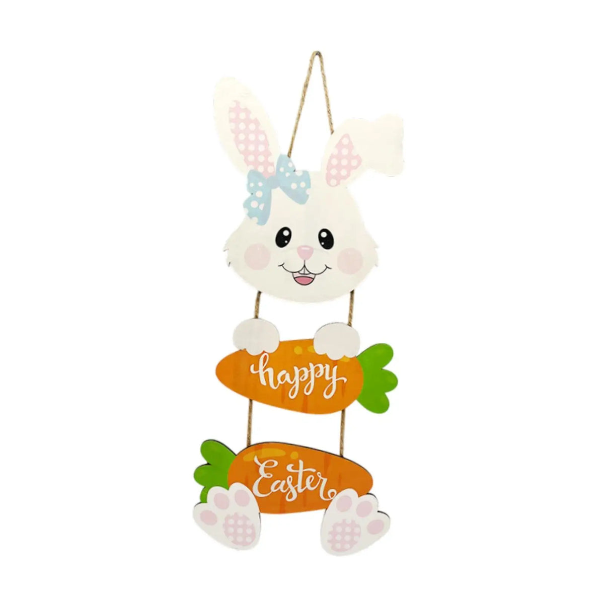 Happy Easter Hanging Sign, Easter Bunny Hanging Ornament, Wall Garden Adorable Carrot Door Sign, Window Wood Rabbit Decor Quake