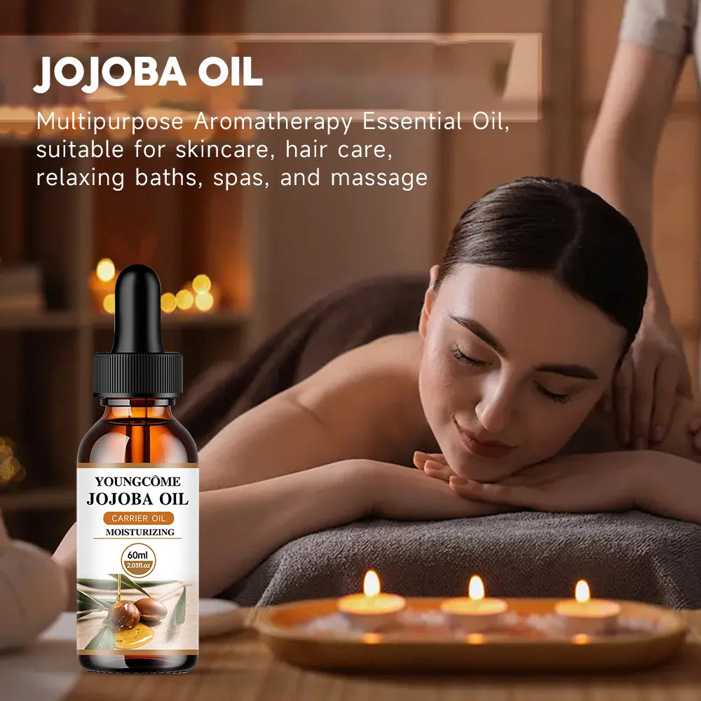 Natural Organic Jojoba Oil Anti Aging Firming Skin Face Moisturizing Relaxing Massage Oil Hair Nourishing for Dry Damaged Quake