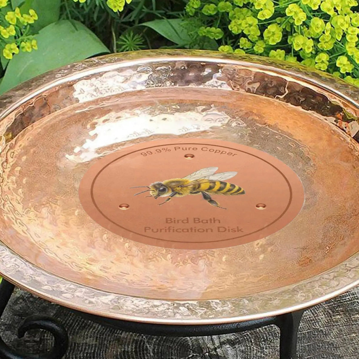 Bird Bath Purification Disk Metal Bee Patterns Cleaner Durable Rustproof Portable for Outdoor Garden Deck Patio Bowl Fountain Quake