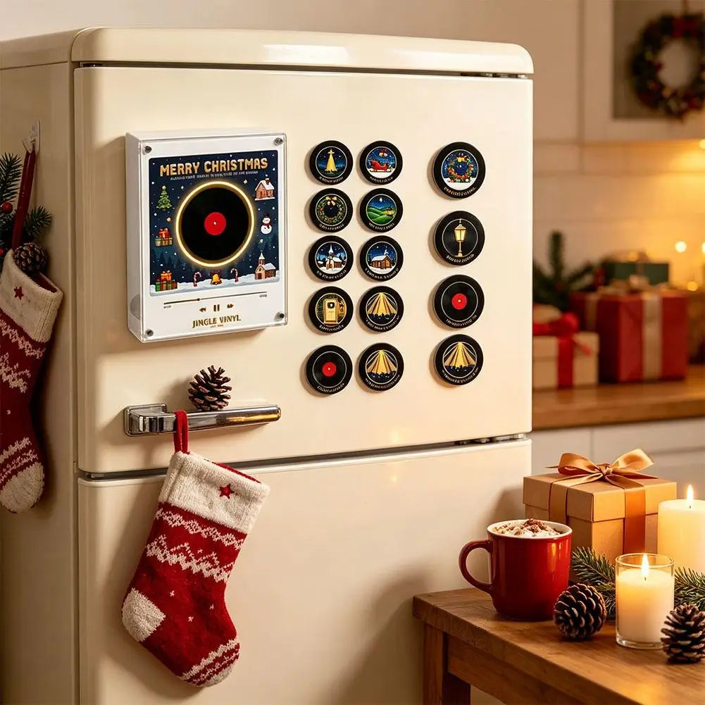 Christmas NFC Magnetic Vinyl Record Player LED Night Light Touch Play Customized Music Acrylic Home Fridge Ornament Quake
