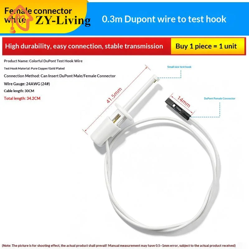 1Pcs Electrical Test Hooks With Male Female Connector Wire Transistor Tester Probe Clip For Multimeter Instrumentation Quake