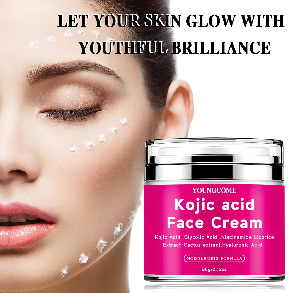 YOUNGCOM 30G/60G Kojic Acid Cream With Niacinamide Hyaluronic Acid , Non-Greasy and LightweightSuitable for All Skin Types Quake