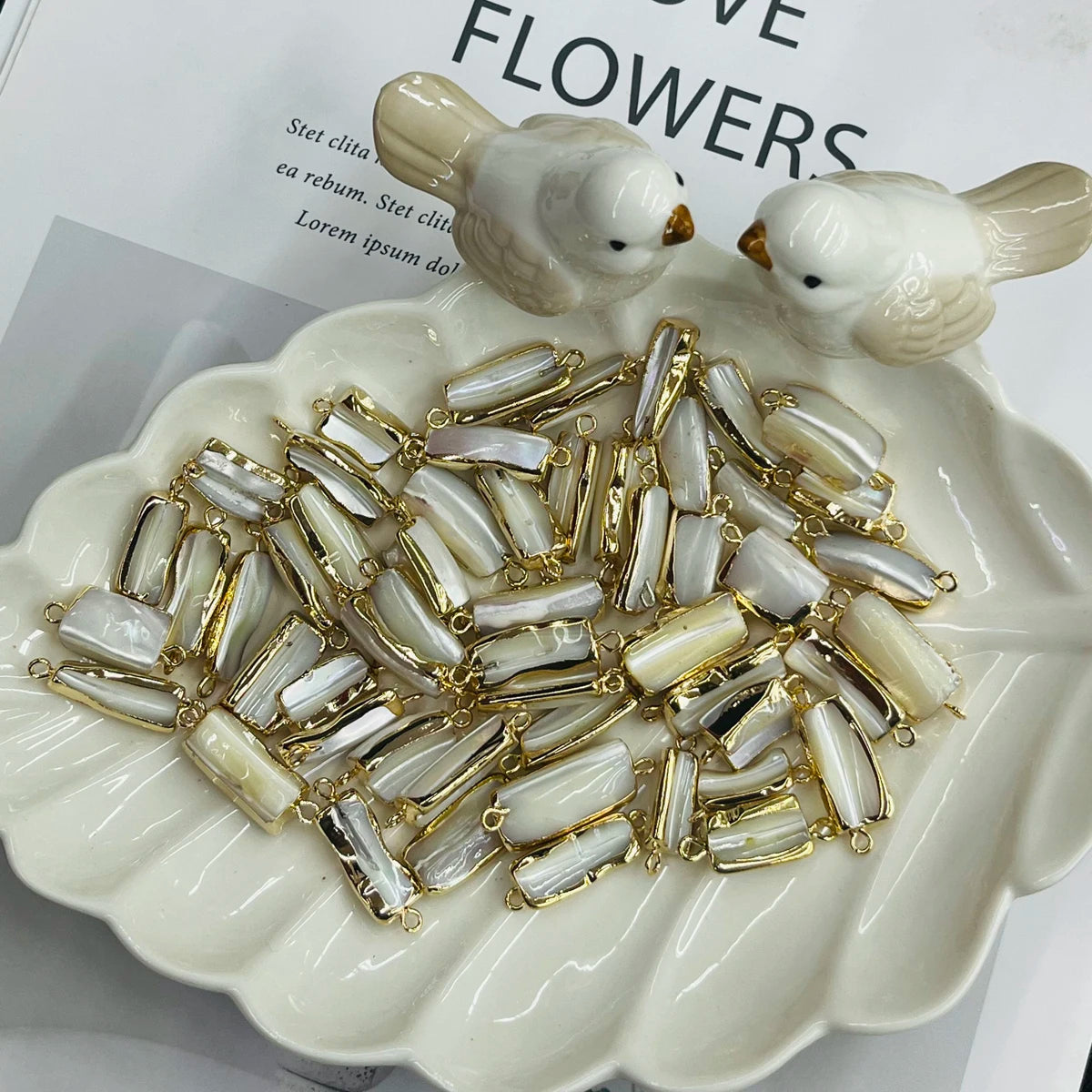 5Pcs Shell Connector Irregular Rectangle Connector 6x24mm-10x25mm For Jewelry Making DIY Necklace Bracelet Earrings Accessory Quake