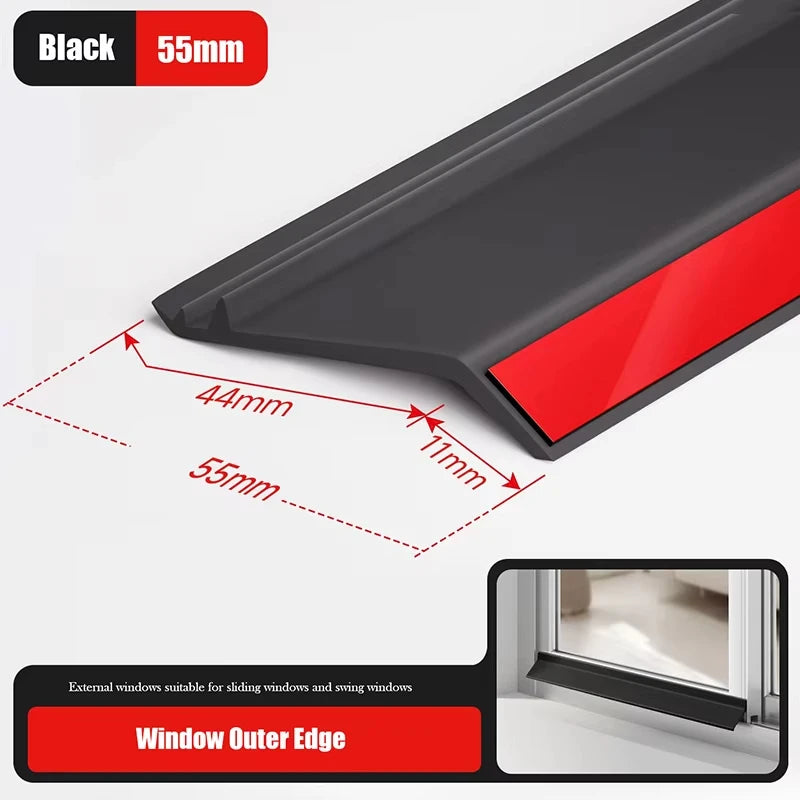 Window water blocking bar home window rain Flashing board aluminum alloy window edge waterproof Water Deflector sealing strip Quake Outer Window-55mm 2M