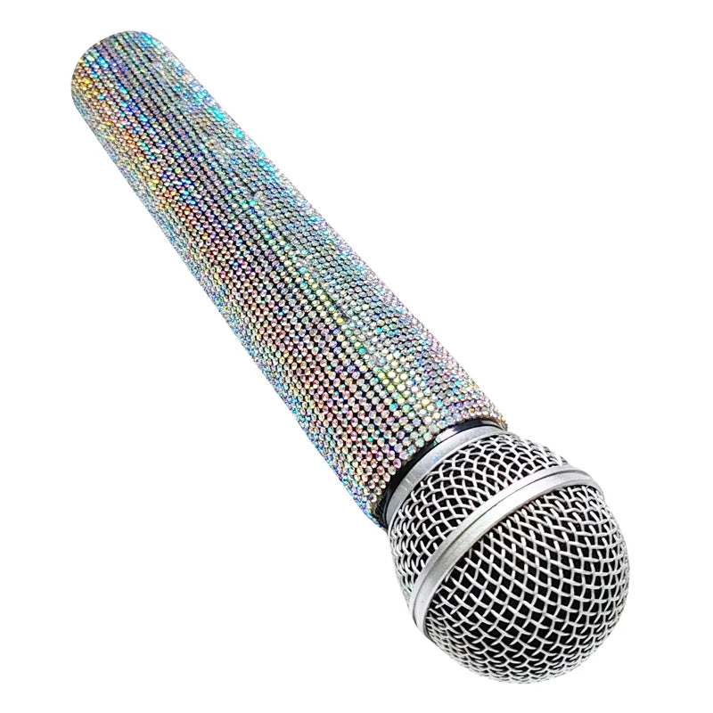 Rhinestone Simulation Microphone Props Colorful Plastic Fake Micriphone Decoration Ornaments For Home Bar Party Favors Photograp Quake