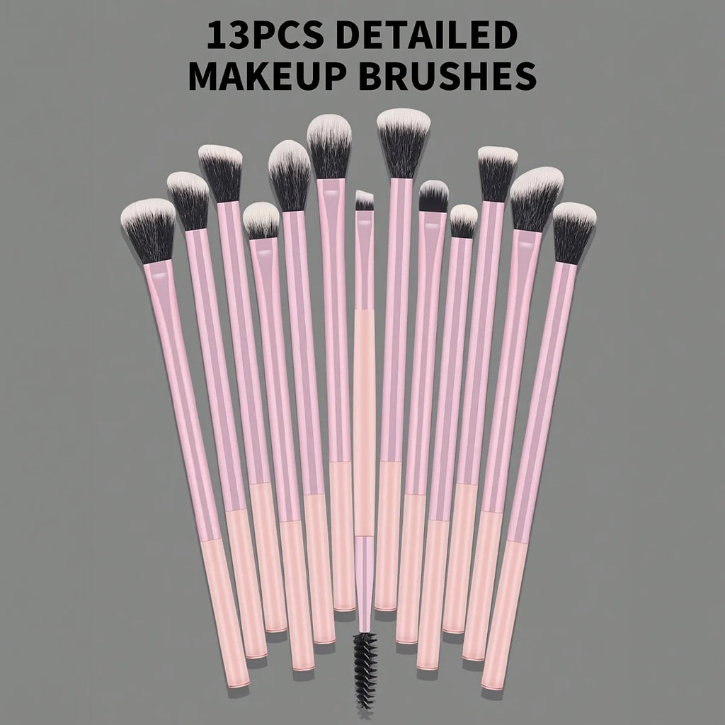 A Set of 13 Professional Makeup Brushes - Foundation Brush, Eyeshadow Brush, Eyebrow Brush, Blending Brush, Highlighter Brush, C Quake
