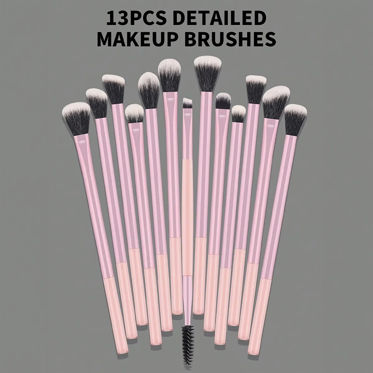A Set of 13 Professional Makeup Brushes - Foundation Brush, Eyeshadow Brush, Eyebrow Brush, Blending Brush, Highlighter Brush, C Quake