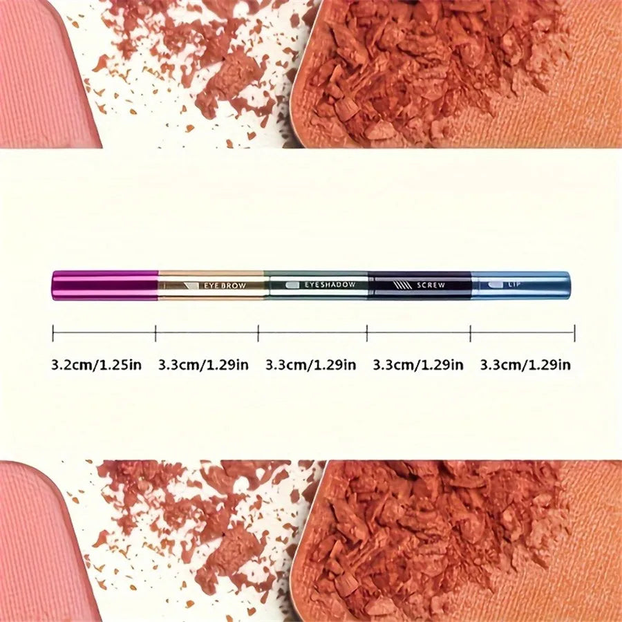4-in-1 Portable Makeup Brush Set, Metal Handle Eyebrow & Lip Brushes with Eyelash And Eyeshadow Applicators, Travel-Friendly Quake