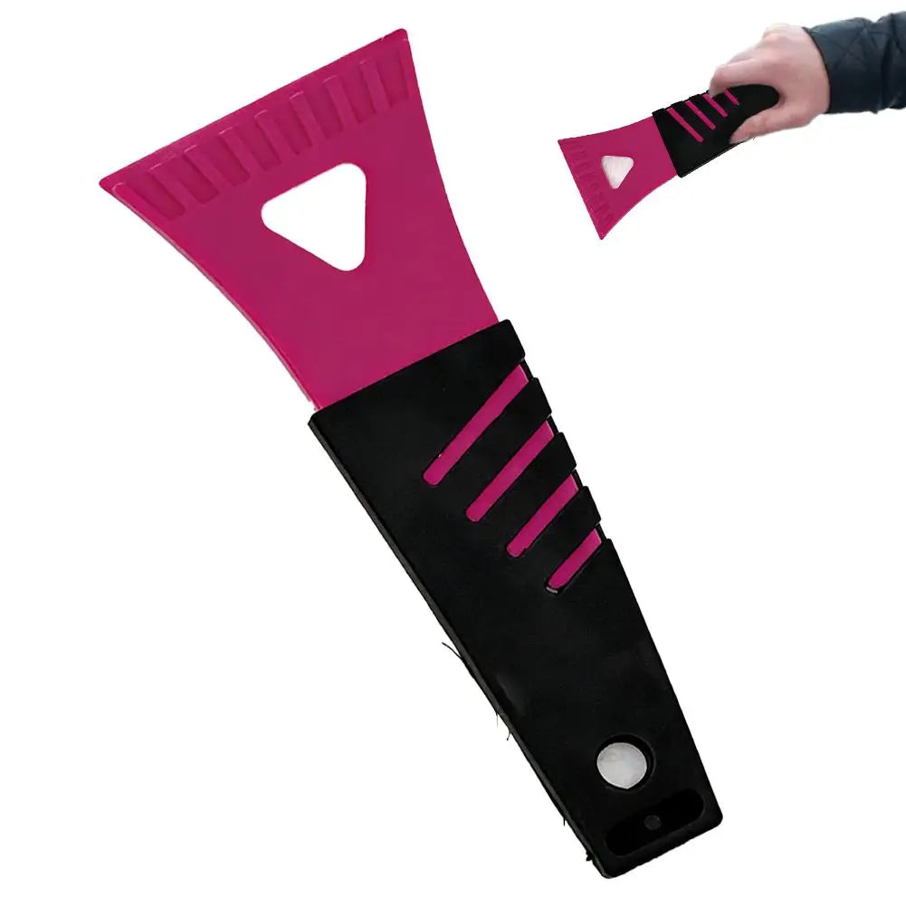 Multifunctional Plastic Car Ice Scraper Snow Shovel Kitchen Grease Removal Scraper Auto Ice Tool Car Snowplow Quake Rose Red