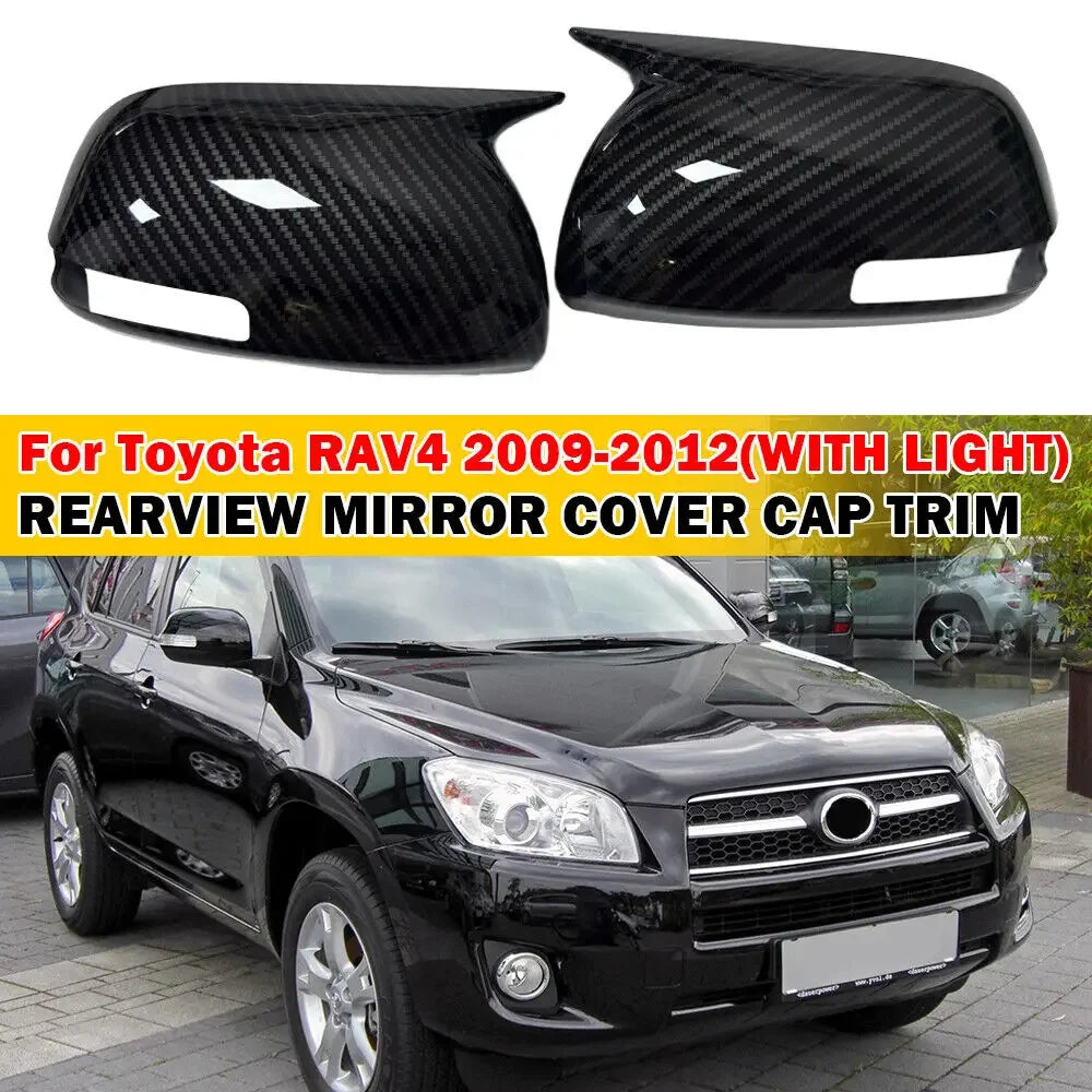 For Toyota RAV4 2009-2012 Car Sticker Rearview Side Mirror Cover Wing Cap Exterior Door Rear View Case Trim Carbon Fiber Look Quake