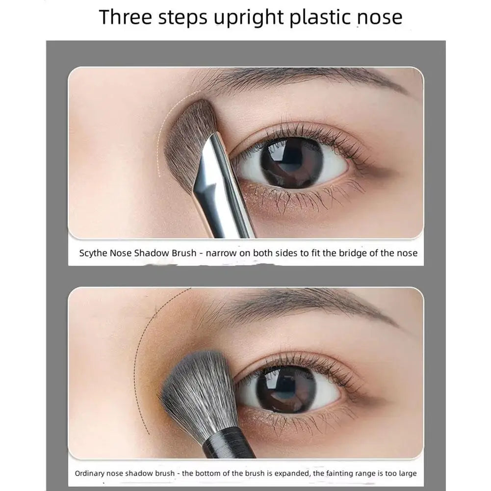 3PCS Nose Brush Set Nose Contour Brush Sculpting Half Fan-Shape Nose Shadow Brush Angled Concealer Brush Under Eye Cosmetics Quake