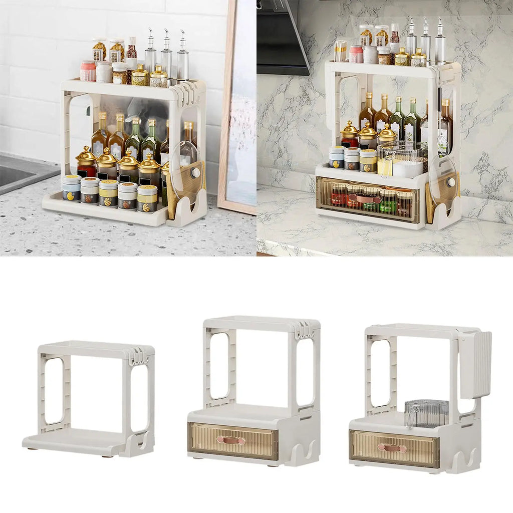 Kitchen Condiment Organizer Freestanding Multipurpose with Condiment Box Space-saving Spice Shelf for Pantry Desktop Domestic Quake