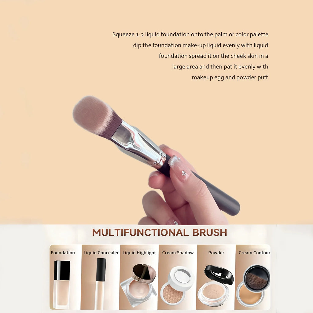 Multifunctional Angled Head Foundation Brush Square Tube Flat Head Design Soft Contour Blush Bronzer Makeup Brush for Face Cosme Quake