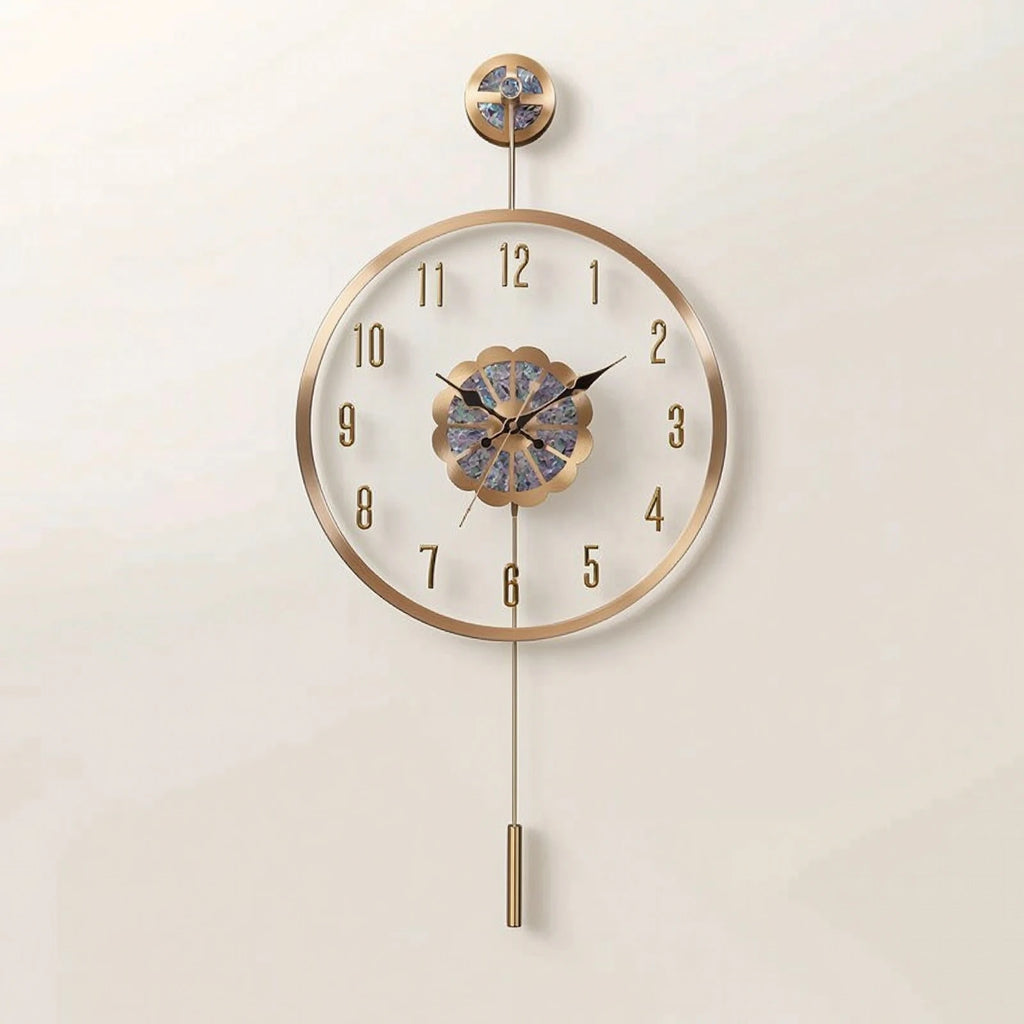 Battery Operated Wall Clock Non-Ticking Wall Clock with Pendulum Quiet Easy to Read for Decorators, Living Room, Hallway Quake