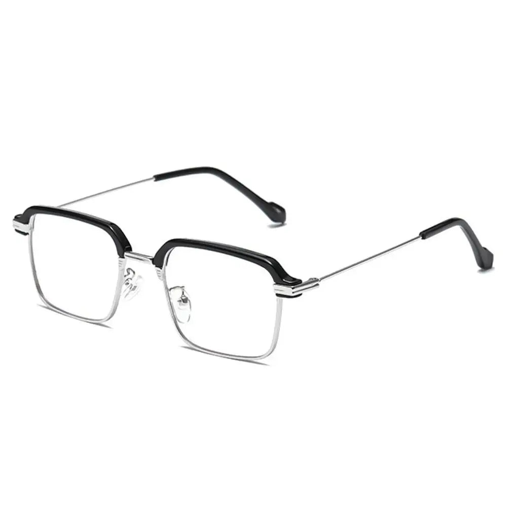 Anti-Blue Light Reading Glasses Fashion Classic Metal Half-frame Readers Eyewear Men Women Eye Protection Presbyopia Eyeglasses Quake black silver +100