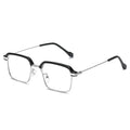 Anti-Blue Light Reading Glasses Fashion Classic Metal Half-frame Readers Eyewear Men Women Eye Protection Presbyopia Eyeglasses Quake black silver +100