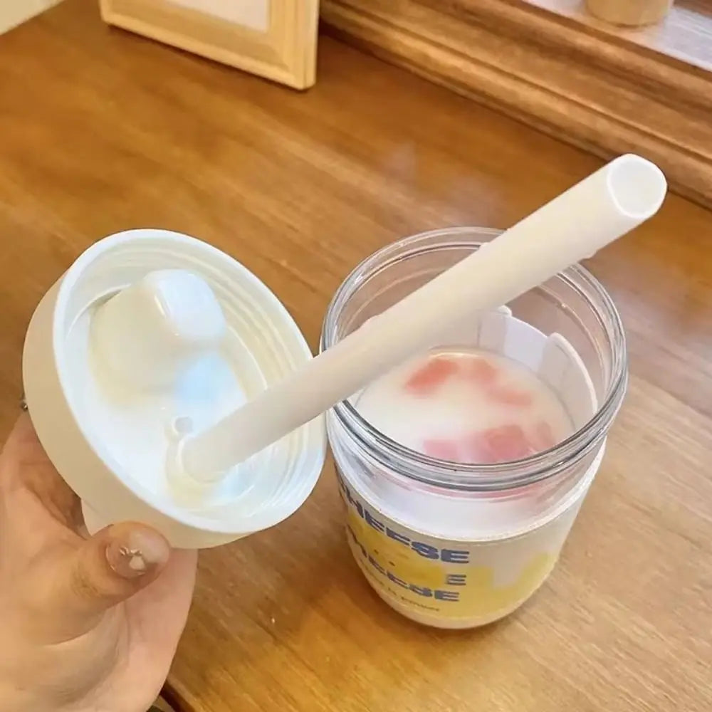 500/850ml Water Bottles Juice Milk Plastic Cup with Lid Straw Bubble Tea Coffee Cups Transparent Large Capacity Drinkware Quake