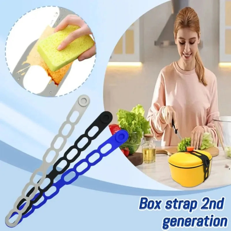 1Pc Stretchable Silicone Lid Strap Splash-Proof Leak-Proof Reusable Fixing Band Safe Material for Dishes Quake
