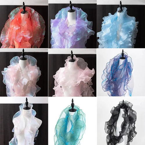 1 Yard Pleated Lace Ribbon Mermaid Color Handicraft Clothing Supply Apparel Needlework Accessories Ruffle Sewing Fabric Quake