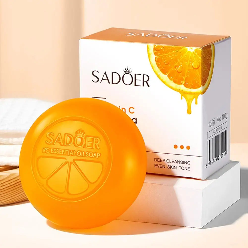100g Vitamin C Brightening Soap, Hydrating Face & Body For Radiant Glow Skin, Nourishing, Moisturizing Bath Bar with Orange Peel Quake