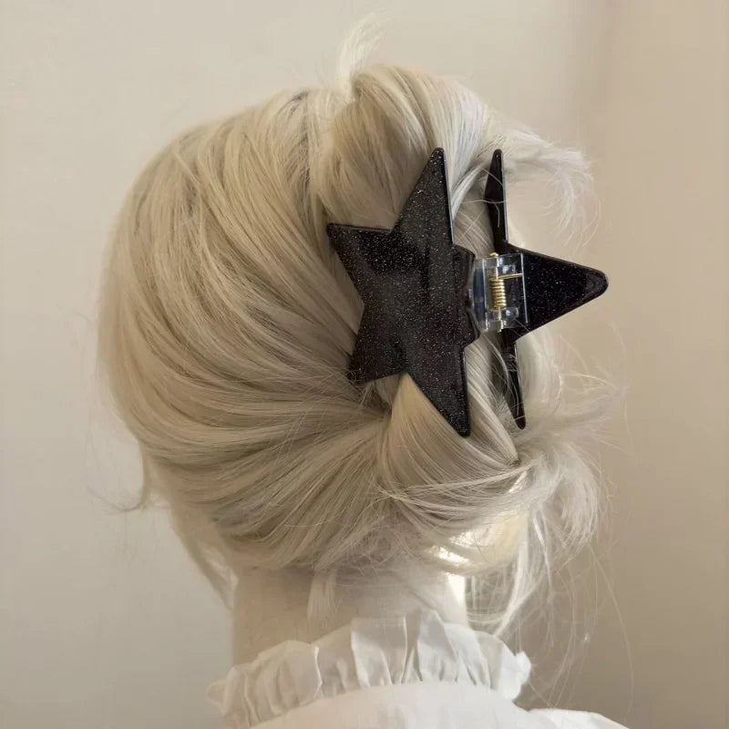 Korean Fashion Star Shaped Hair Claw Y2k Punk Hair Clip Clamp Irregular Acetate Shiny Star Claw Hairpin Party Hair Accessories Quake