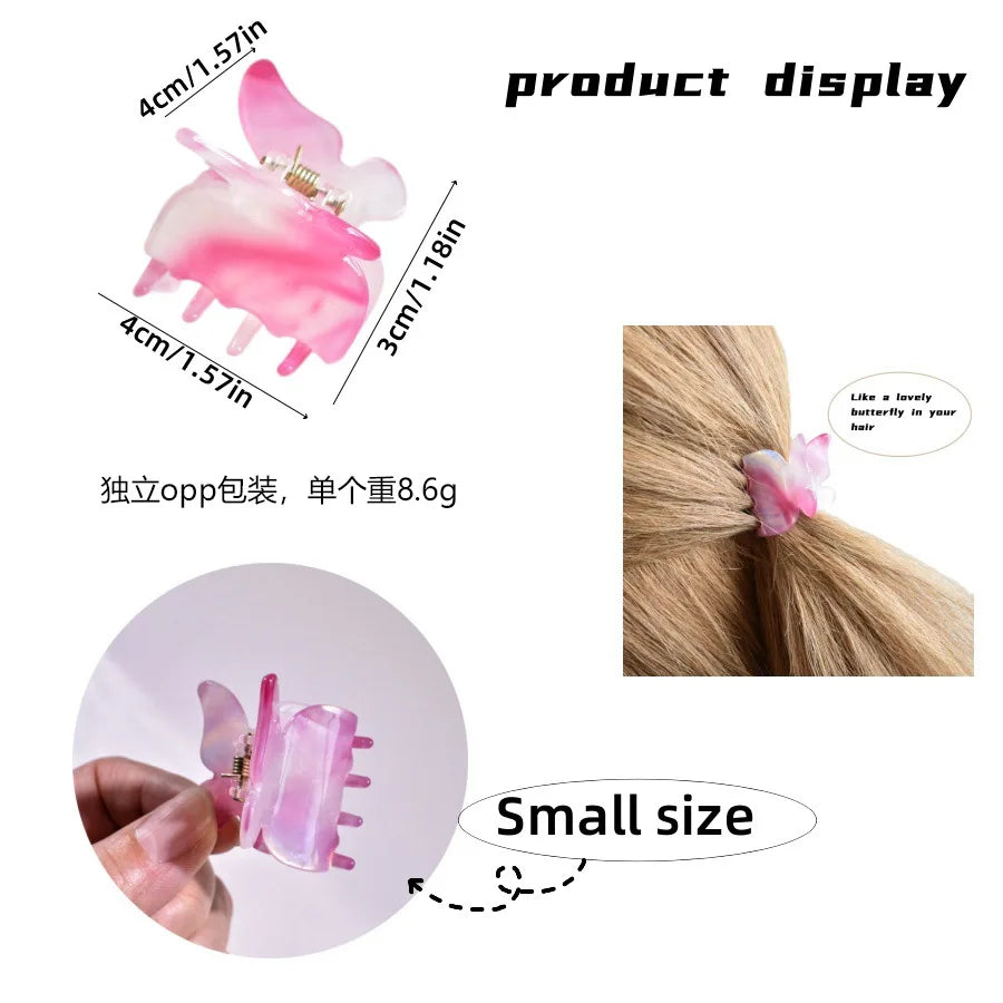 Acetate Butterfly Small Hair Claw Marble Pattern Grab Clip Women Gradient Hair Claw Back Head Hair Shark Clip Style Accessories Quake
