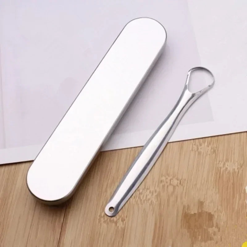 vvocci Reusable Stainless Steel Tongue Scraper – 1 Pack Oral Hygiene Tool for Fresh Breath & Coated Tongue Cleaning Quake