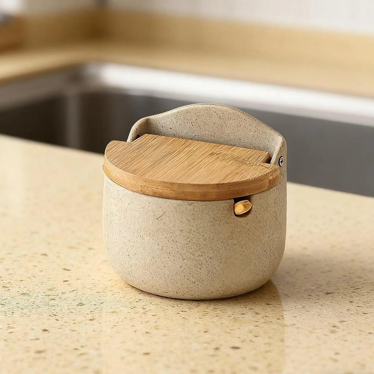 Porcelain Sugar Bowl Condiment Jar Container Sugar Holder Condiment Pot Ceramics Storage Jars for Restaurant Quake 1Pcs