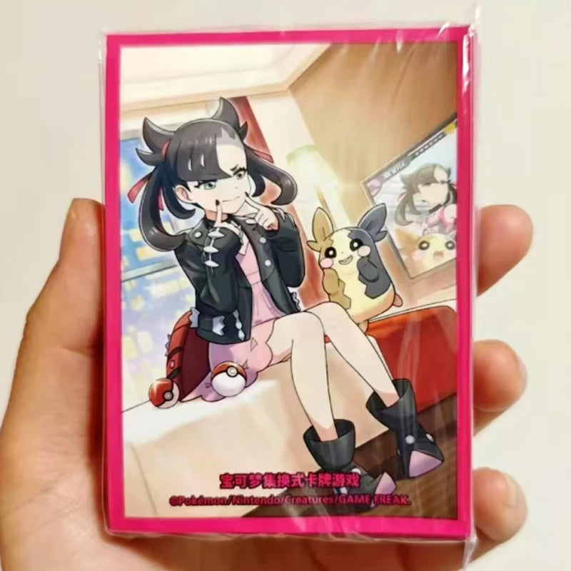 Genuine Pkm TCG Card Sleeves 64PCS Protective Set Nessa Marnie Design Glossy Finish Trading Card Game Accessories Collector Gift Quake