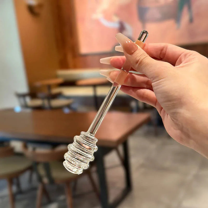 Transparent Honey Stirring Stick Plastic Long Handle Honey Spoon Practical Milk Tea Jam Stirring Bar Multifunction Kitchen Tools Quake
