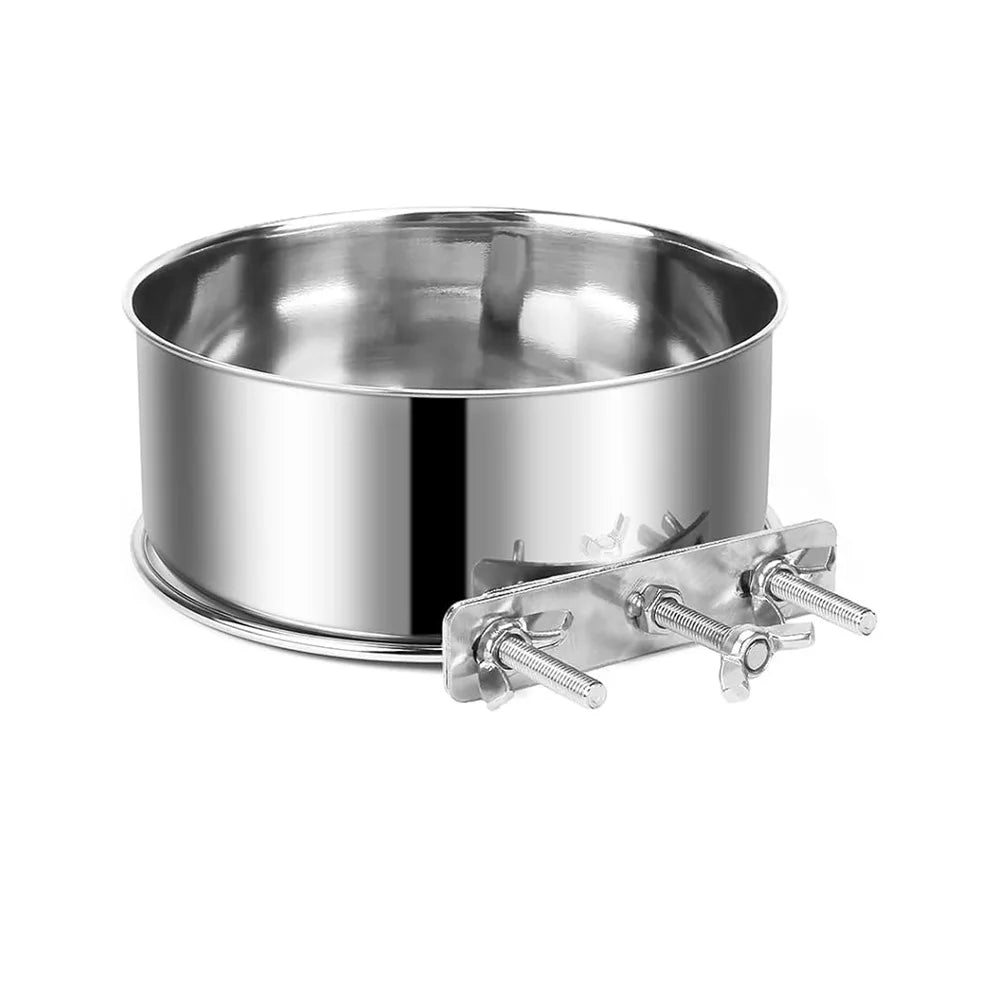 New Stainless Steel Pet Bowl Anti-gnawing Hanging Pet Feeder Cage Food Dispenser Parrot Bird Quake 10x4.5cm